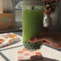 video showcasing the products included in the honeydew milk tea boba kit and steps on how to make it in our retea cup