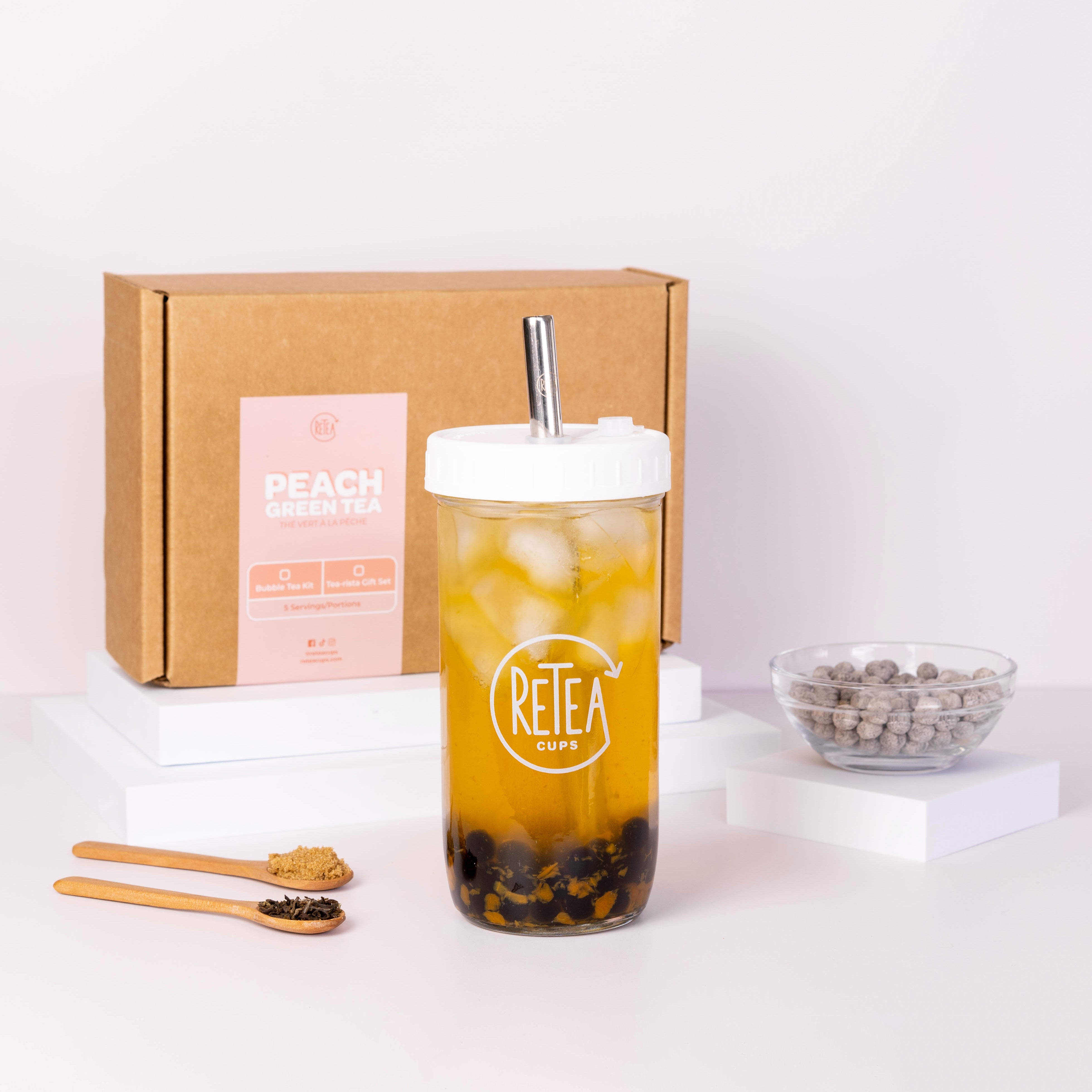 Fruit Bubble Tea Recipe (Mango, Peach, Lychee, & Passionfruit Green Tea)