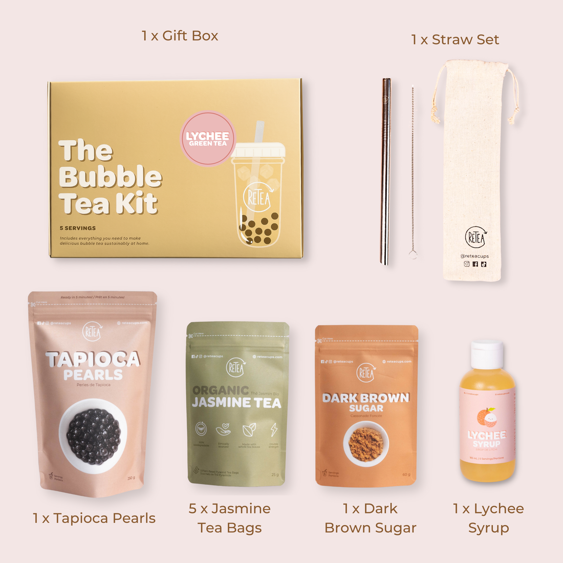 Lychee Green Tea Boba Kit