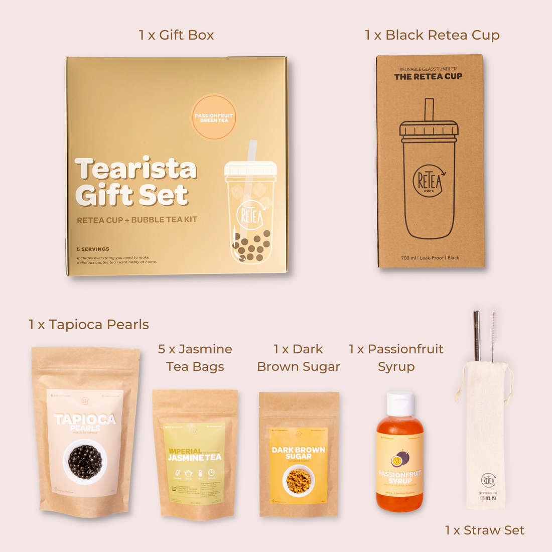 DIY Passionfruit Green Tea Boba Kit with Reusable Cup Toronto, Canada