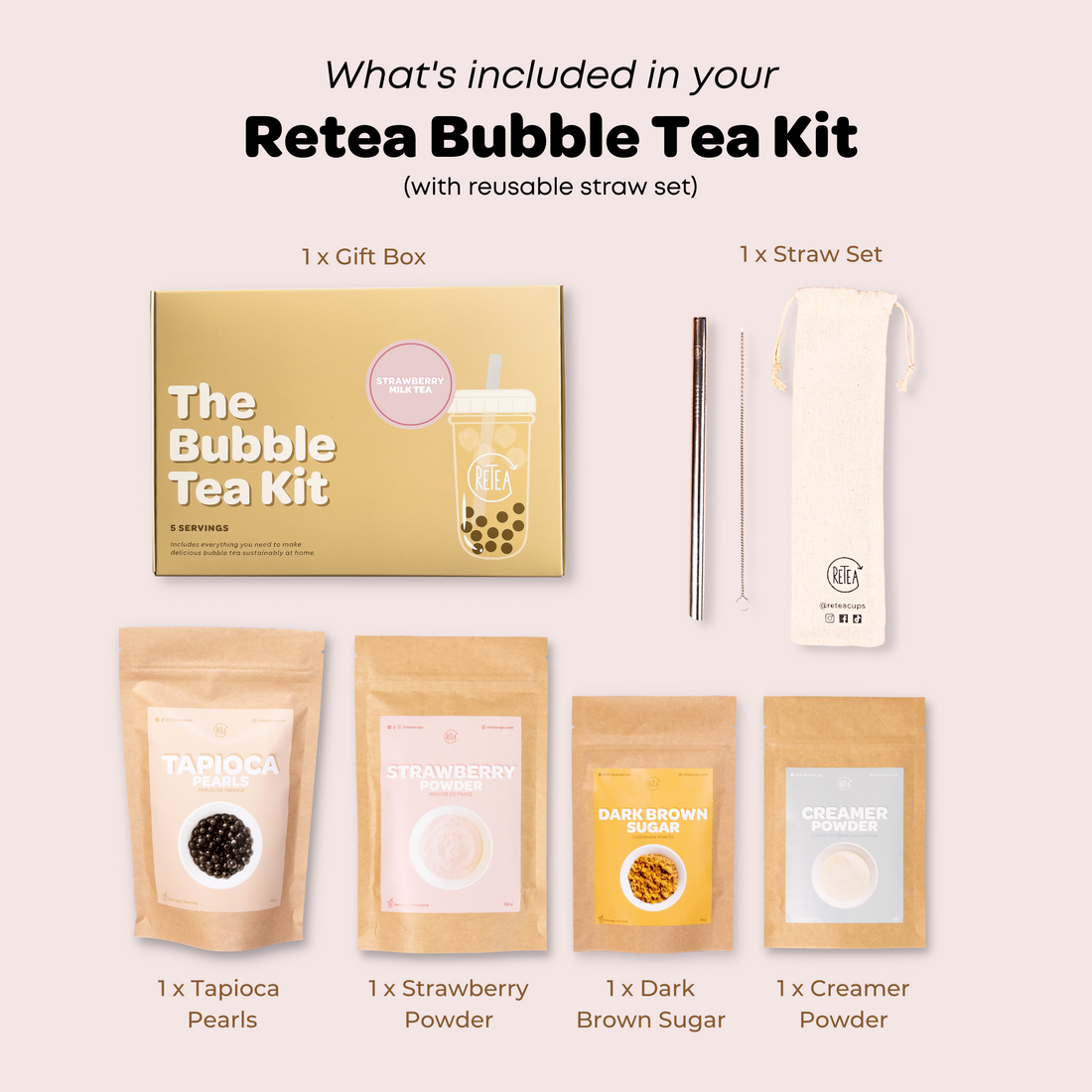 Strawberry Milk Tea Boba Kit