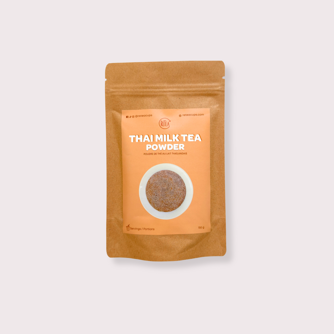 Package of Thai Milk Tea Powder on a light gray background