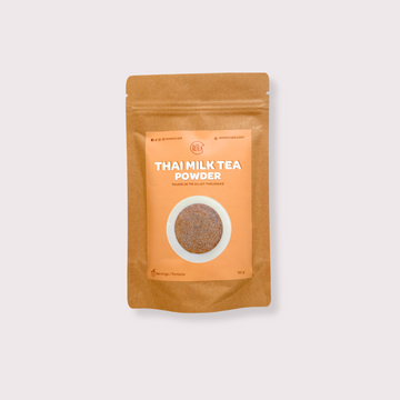 Package of Thai Milk Tea Powder on a light gray background