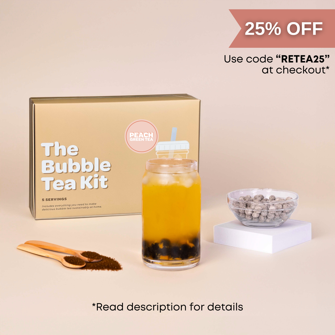 Peach Green Tea Boba Kit