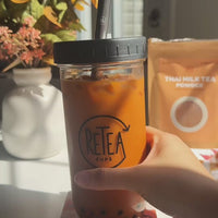 video showing how to make a thai milk tea with retea's tearista gift set, showcasing each product all the steps required.