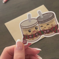 Cute holiday themed bubble tea sticker