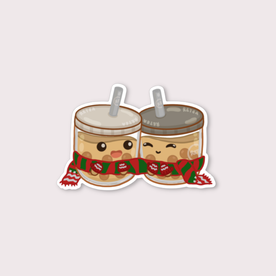 Cute holiday themed bubble tea sticker 