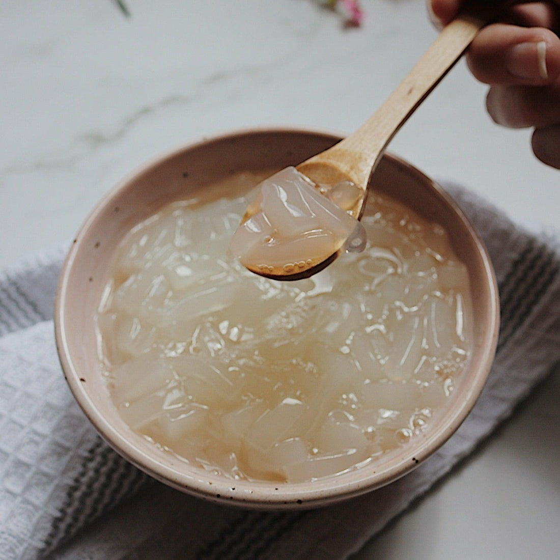 Delicious Lychee Coconut Jelly Bubble Tea Topping